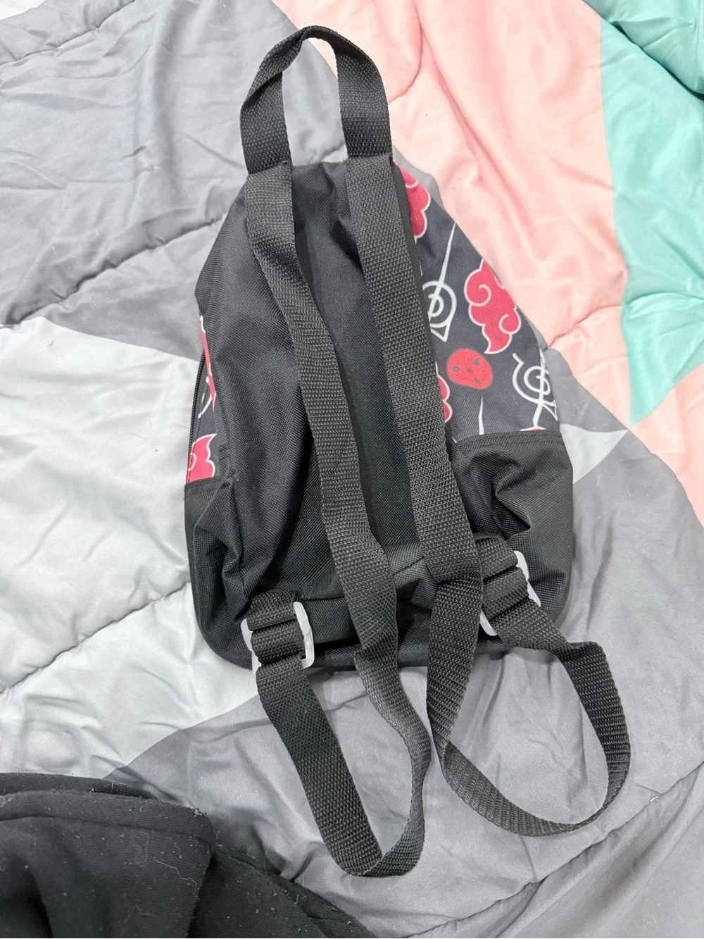 Unbranded Black & Red Patterned Mini Backpack for Men